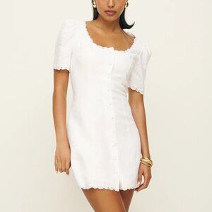 Reformation Anabella Linen Mini Dress M White